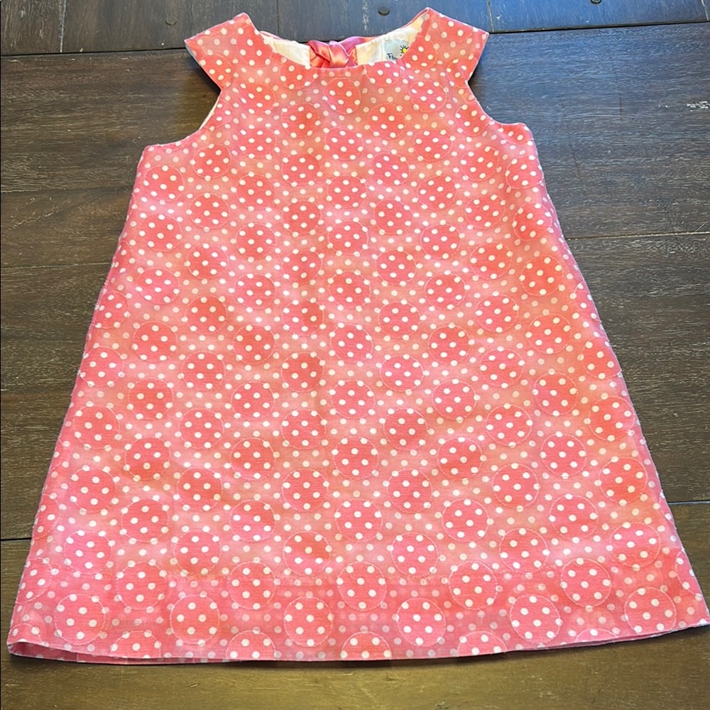 Florence Eiseman Pink Polka Dots with Ribbon Tie on Back Sleeveless Dress